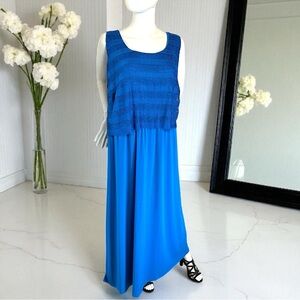 NY Collection Elegant Blue Sleeveless Maxi Dress Women’s Size 3XL